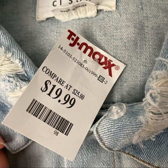 CI SONO DENIM COLLECTION light washed distressed denim jacket cotton sz S NEW !! - Picture 6 of 10